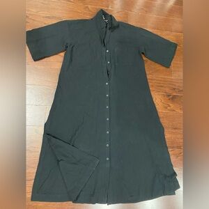 Madewell Lightspun Button-Front Cotton Gauze Black Midi Dress S Minimalist NWT